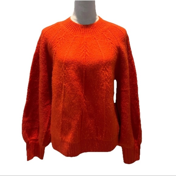 Lush Sweaters - Lush Orange Women’s Sweater L Bishop Sleeves Boho Chic Modern Elegance Fireside